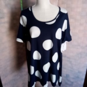 Lula Roe Navy and White Polka Dot top NWT